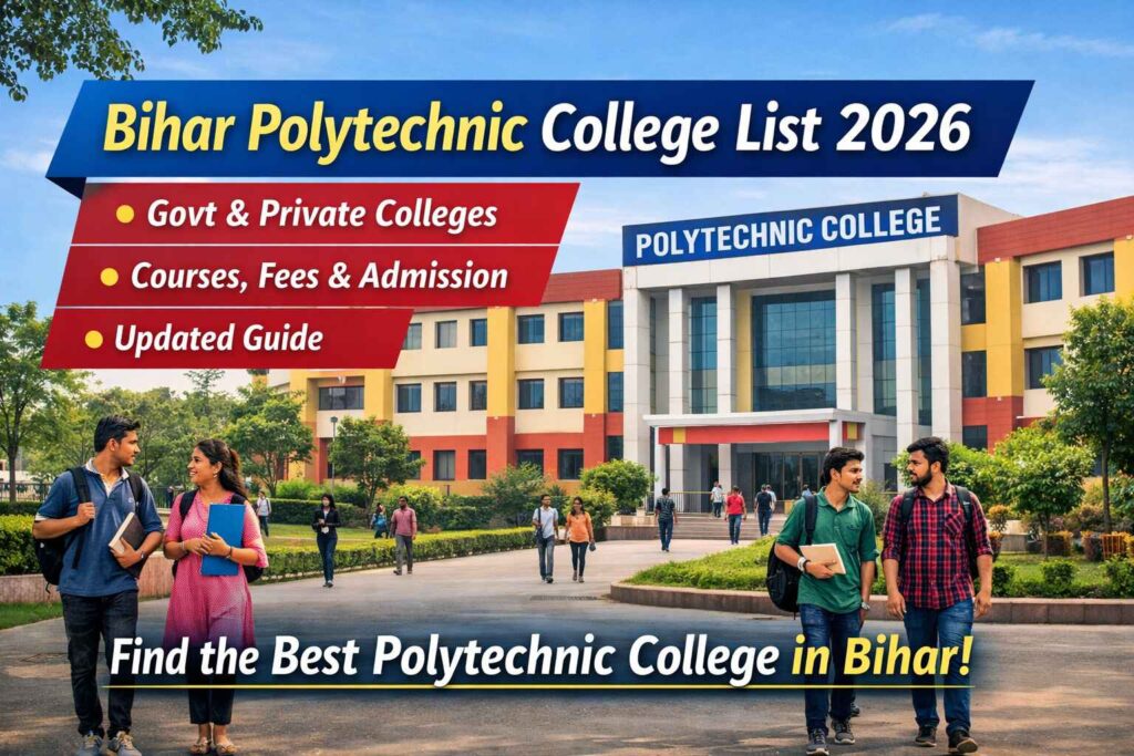 Bihar Polytechnic College List 2026 feature image showing polytechnic college campus with students and admission details