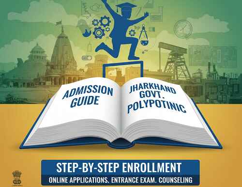 Student standing in front of Jharkhand government polytechnic college campus for diploma education