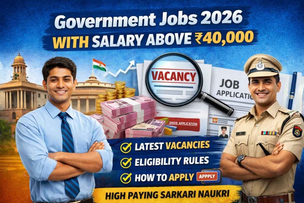 Government Jobs 2026 featured image showing high paying Sarkari Naukri with salary above ₹40,000 including latest vacancies, eligibility rules and how to apply online
