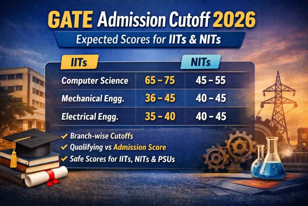 GATE Admission Cutoff 2026: Expected Scores for IITs, NITs, and Branch-Wise Cutoff Trends GATE Admission Cutoff 2026 expected scores for IITs and NITs with branch wise cutoff table