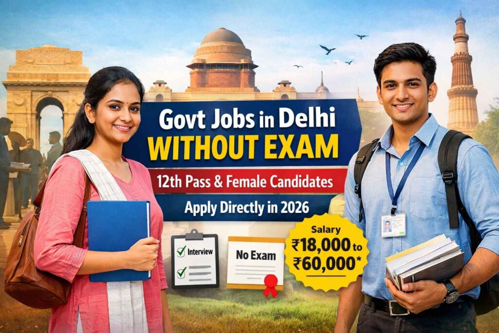 Govt Jobs in Delhi Without Exam 2026: 12th Pass & Female Candidates Can Get Direct Government Jobs Latest Govt Jobs in Delhi Without Exam for 10th 12th pass candidates in 2026
