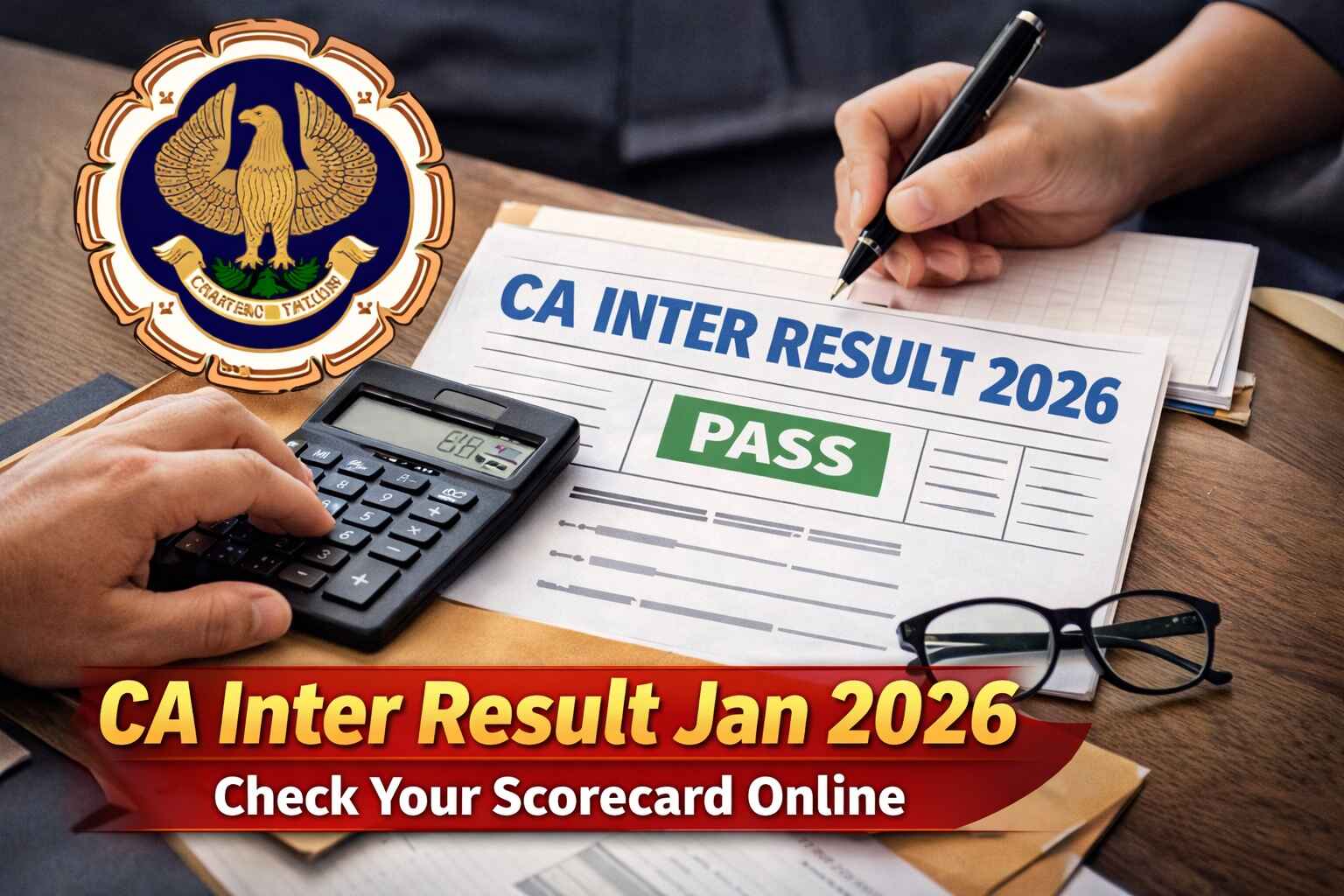 Student checking ICAI CA Inter Result Jan 2026 scorecard online on official result portal