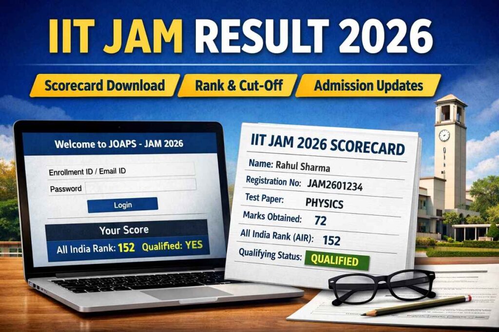 IIT JAM Result 2026 Out: Check Direct Link, Scorecard Date & Complete Details IIT JAM Result 2026 scorecard download and rank details displayed on official portal