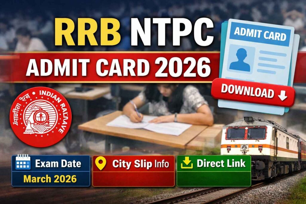RRB NTPC Admit Card 2026 Released: Check CBT 1 Exam Date, City Slip & Direct Download Link RRB NTPC Admit Card 2026 hall ticket download exam date update