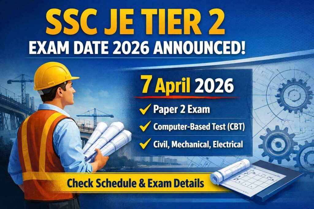SSC JE Tier 2 Exam Date 2026 announced – Paper 2 exam on 7 April, check schedule and exam details
