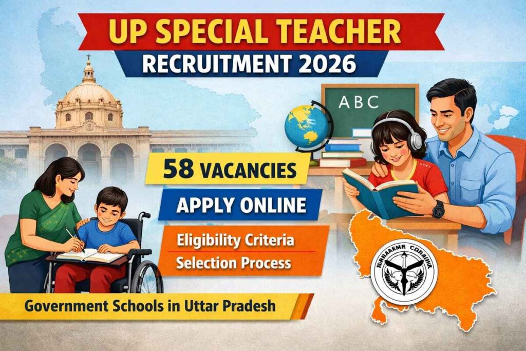UP Special Teacher Recruitment 2026 notification for 58 special educator posts in Uttar Pradesh government schools.