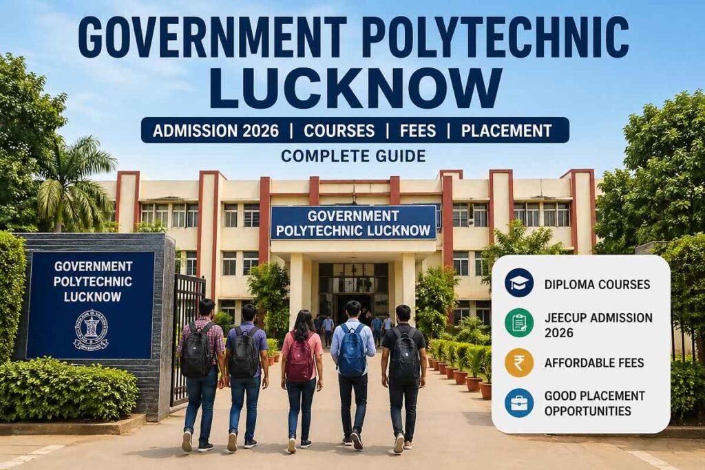 Government Polytechnic Lucknow campus building with students and academic environment