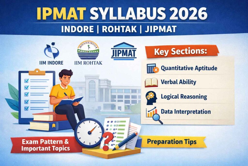 IPMAT Syllabus 2026 for Indore Rohtak and JIPMAT exam pattern and important topics