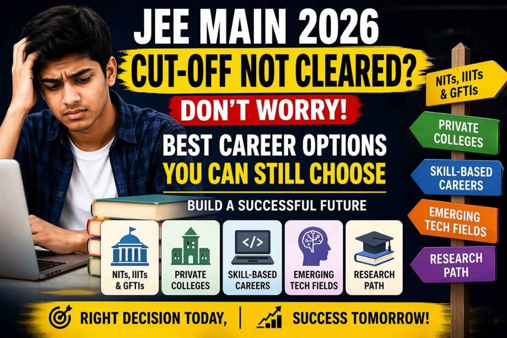 JEE Main 2026 cut-off not cleared best alternative career options after JEE Main including NIT private colleges and skill-based careers
