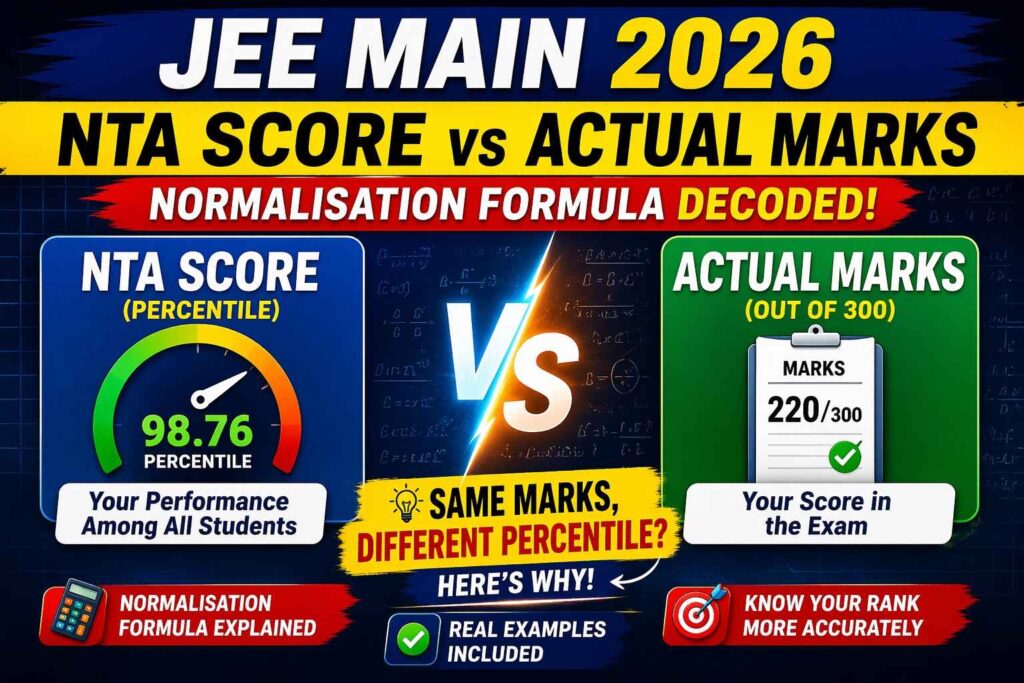 JEE Main 2026 NTA Score vs Actual Marks Normalisation Formula Explained
