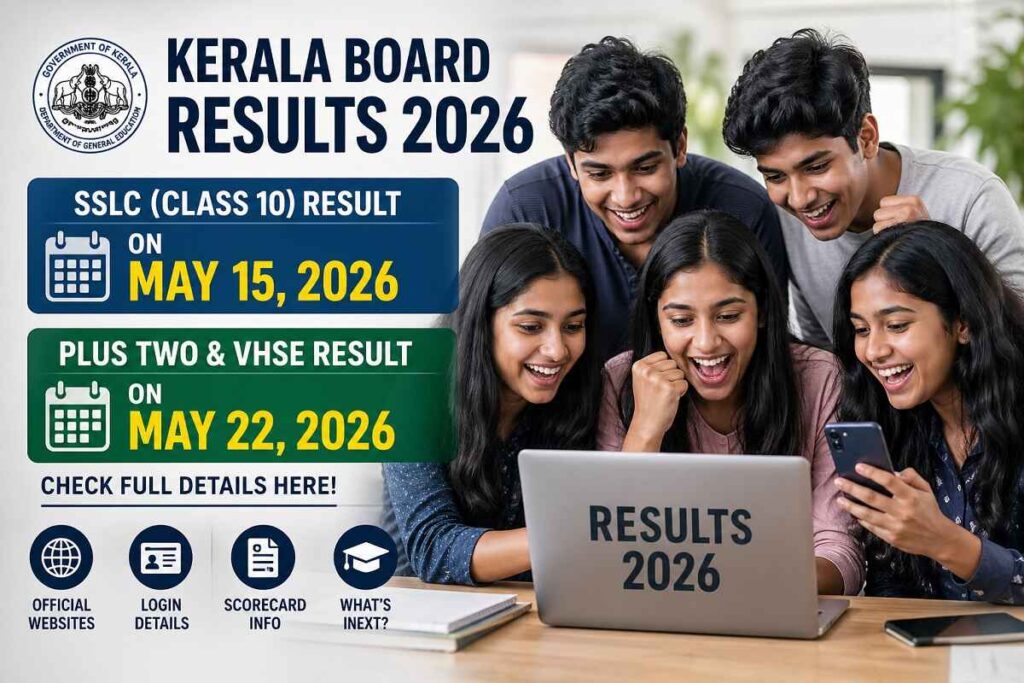Kerala Board Result 2026 SSLC and Plus Two result date announcement with students checking scores online
