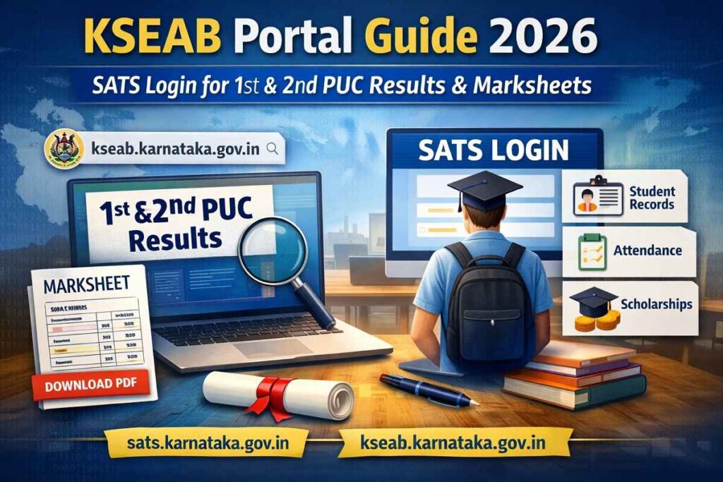 KSEAB Portal Guide 2026: How to Use SATS Login for 1st & 2nd PUC Results & Marksheets KSEAB Portal 2026 SATS Login Karnataka 1st 2nd PUC Results Marksheets Guide