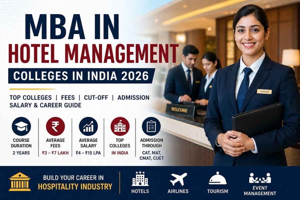 MBA in Hotel Management colleges in India 2026 with details on top colleges, fees, admission process, cut-off and salary