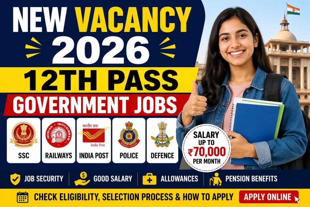 new vacancy 2026 12th pass government jobs list with salary details