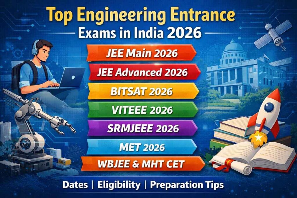 Top Engineering Entrance Exams in India 2026 JEE Main Advanced BITSAT VITEEE SRMJEEE list